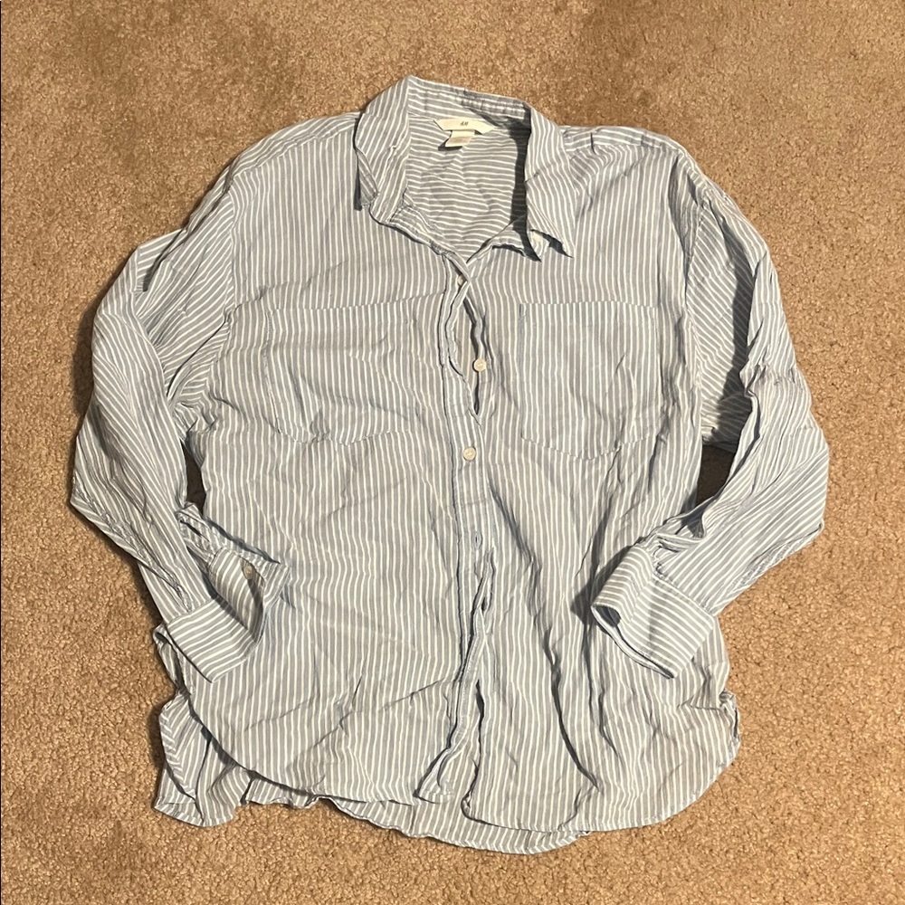 H&M Light Blue Striped Casual Shirt